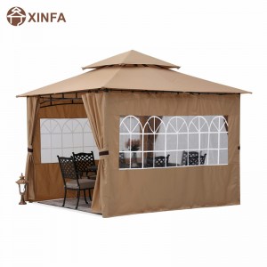 10\'X10 ’Outdoor Gazebo voor terras met kerkvenster Sidewalls, Brown