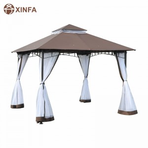 10 \\\\ \'x 10 \\\\\' Outdoor Patio Gazebo Luifel Tent met gaashywalls, 2-laags bladerdak voor achtertuin, koffie