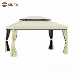 10 \\\\ \'x 13 \\\\\' Patio Gazebo Double Dak Outdoor Gazebo Luifel onderdak metnetten&gordijnen, lichtgeel