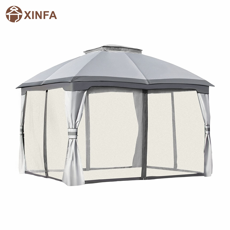 10 \\\\ \'X 12 \\\\\' Outdoor Gazebo Patio Gazebo Canopy Shelter W/double geventileerd dak, ritsheersgaas, grijs