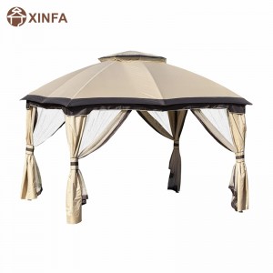 12 \\\\ \'x 10 \\\\\' 2-niveau outdoor Gazebo luifel tent voor patio met ritsheersgaas, beige, beige