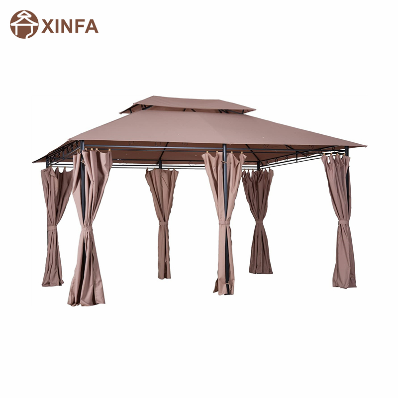 10 \\\\ \'x 13 \\\\\' Outdoor Soft Top Pergola Gazebo met gordijnen, 2-laags stalen frame tuinhuisje voor patio, kaki