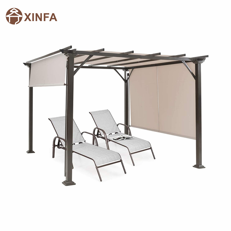 10 \\\\ \'x 10 \\\\\' Outdoor Pergola, terrasmeubilair schaduwstructuur, buitenstalen pergola gazebo met intrekbare luifeltinten